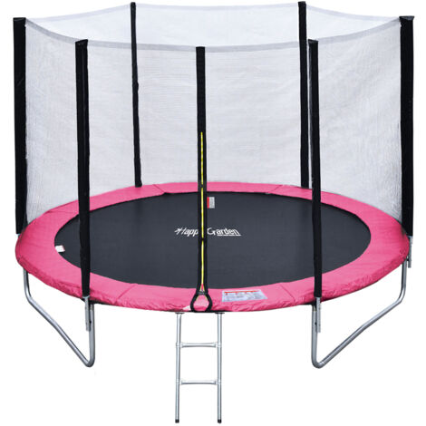 Pack Premium Trampoline 245cm réversible rose / gris CANBERRA + filet, échelle, bâche et kit d'ancrage