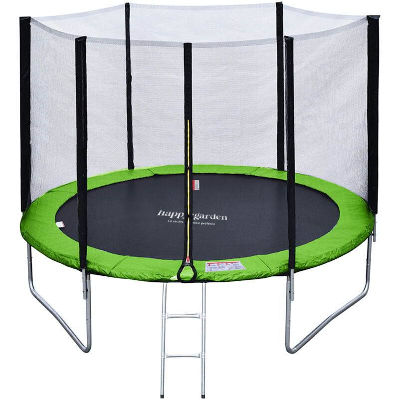 Pack Premium Trampoline &Oslash;305cm vert et bleu avec filet + &eacute;chelle + b&acirc;che + kit d'ancrage
