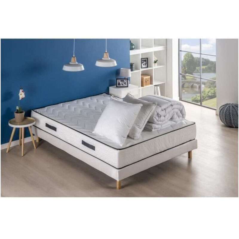 Les Tendances - Pack pret a dormir relax - Matelas + sommier 140x190 + couette + 2 oreillers - deko dream