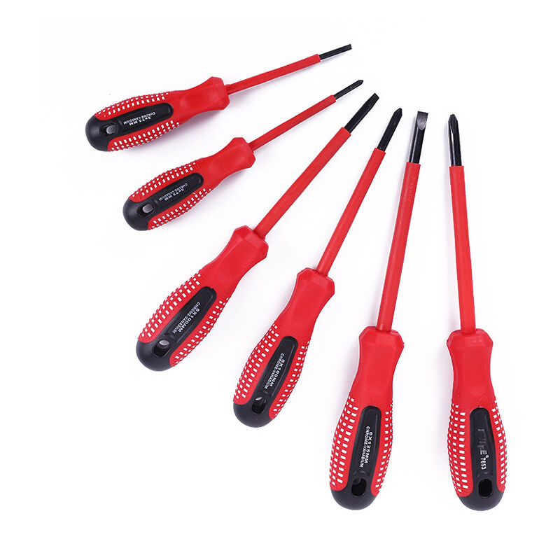 Pack Professional 1000V insulated screwdriver set made from premium cr-v steel with black oxide magnetic bits and non-slip tpr handle