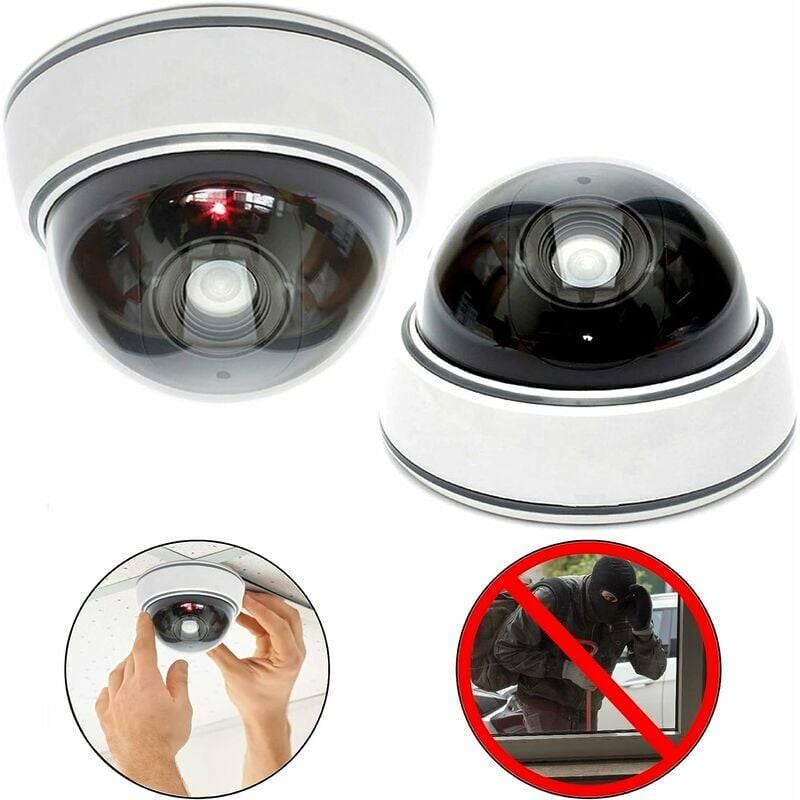 Pack Professional Dummy Flash Dome Camera with Lens and Flashing led Guazhuni(White)