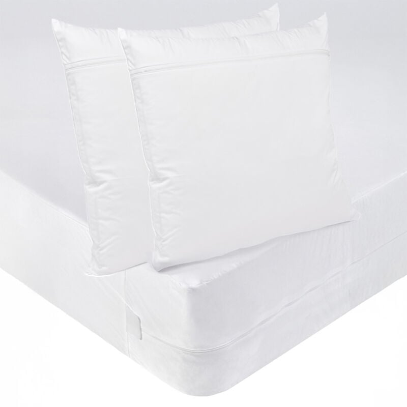 Pack Protège-matelas 140x190cm + 2 Protège oreillers 63x63cm Anti-punaises de lit