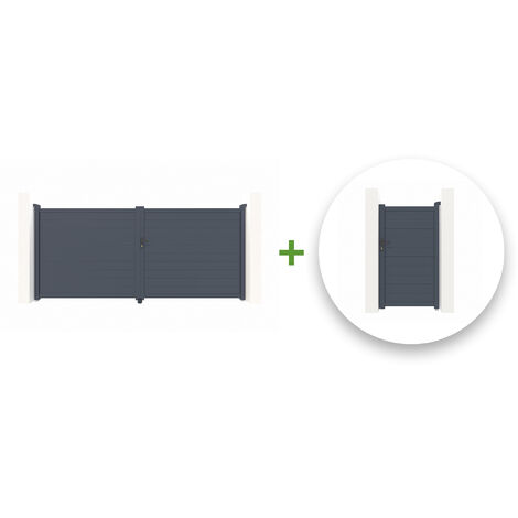 Pack puerta batiente 4m EIGER 400 x 180 cm + puerta peatonal EIGER 100 x 180 cm