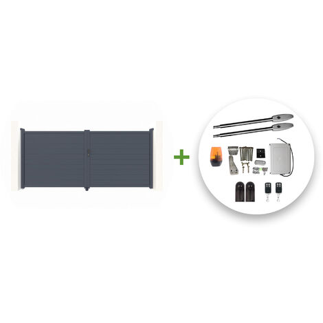 Pack puerta batiente automática 3,5m EIGER 350 x 180 cm + motor TANKER B250