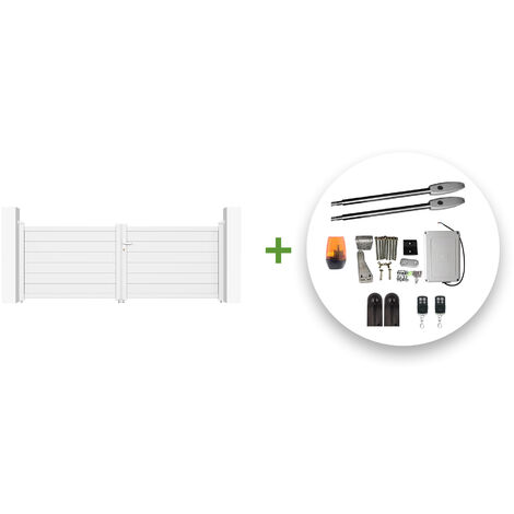 Pack puerta batiente automática 3m EIGER 300 x 115 blanca + motor TANKER B250