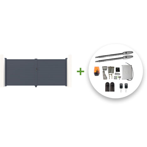 Pack puerta batiente automática 3m EIGER 300 x 140 cm + motor TANKER B250