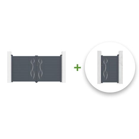 Pack puerta batiente LIFE 300 x 160 cm + Puerta peatonal LIFE 100 x 160 cm