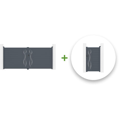 Pack puerta batiente LIFE 400 x 180 cm + Puerta peatonal LIFE 100 x 180 cm