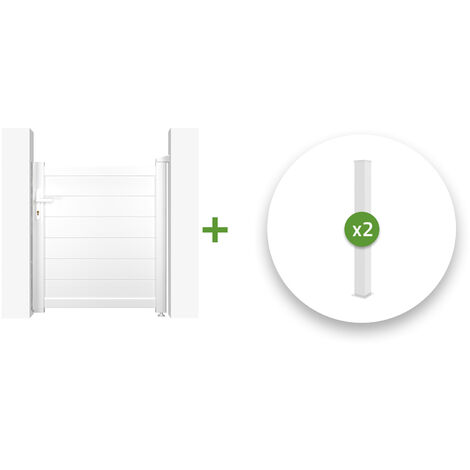 Pack puerta peatonal EIGER 100 x 115 cm + 2 postes H.166cm Blanco