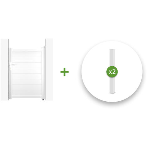 Pack puerta peatonal EIGER 100 x 140 cm + 2 postes H.166cm Blanco