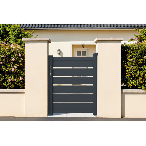 Pack puerta peatonal VOGEL 100 x 120 cm + 2 postes H.166cm Gris