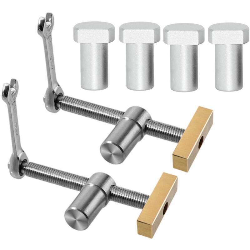 Cyslmuk - 2 Pack Quick Clamps for Table Bench with 4 Bench Dogs for 20mm Hole, diy Positioning Workbench Stop and Quick Clamps for 20mm Holes