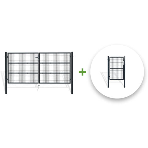 Pack-RAZO 300x140cm Mesh-Schwingtorpaket + 1 m GRAUES Tor