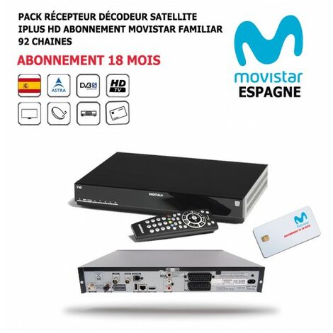 Pack Récepteur Décodeur Satellite iPlus HD + Abonnement TV Espagnol Movistar Familiar 18 mois 92 Chaînes