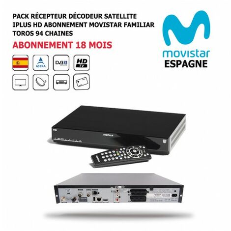 Pack Récepteur Décodeur Satellite iPlus HD + Abonnement TV Espagnol Movistar Familiar Toros 18 mois 94 Chaînes