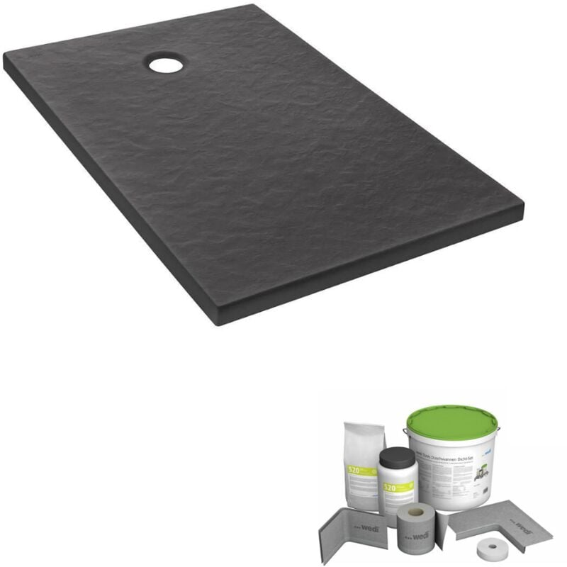 Pack receveur de douche 120 x 80 JACOB DELAFON Ipso rectangle gris anthracite + Kit d'étanchéité WEDI