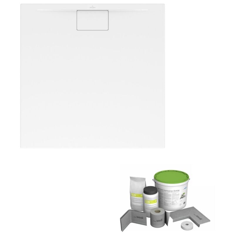 Villeroy&boch - Pack receveur de douche antidérapant 90 x 90 villeroy et boch Architectura Metalrim carré blanc + Kit d'étanchéité wedi