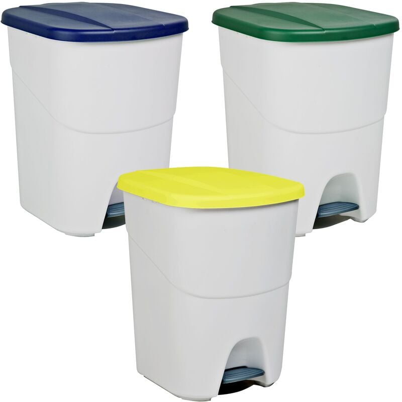

Denox - Pack reciclaje Pedalbin Ecológico: 3 Contenedores de 40 litros en colores. Capacidad total 120 litros.