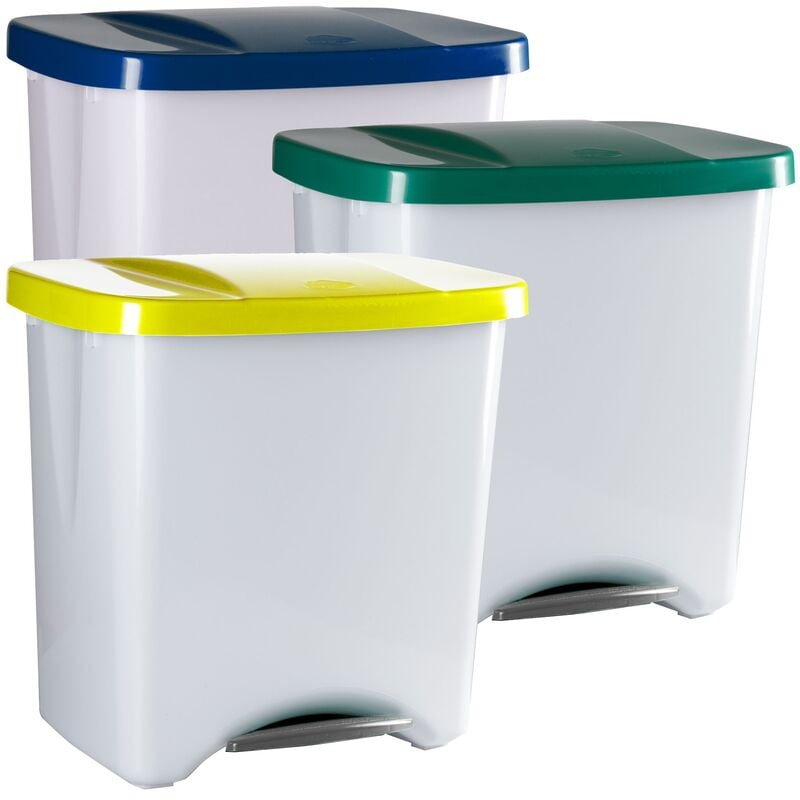 

Pack reciclaje Pedalbin Ecológico: 3 contenedores de colores. Capacidad total 150 litros