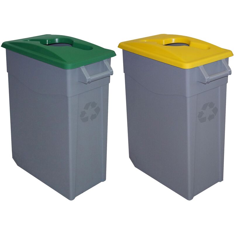 

Denox - Pack reciclaje Contenedor Zeus: 2 contenedores abierto de 65 litros, colores. Capacidad total: 130 litros