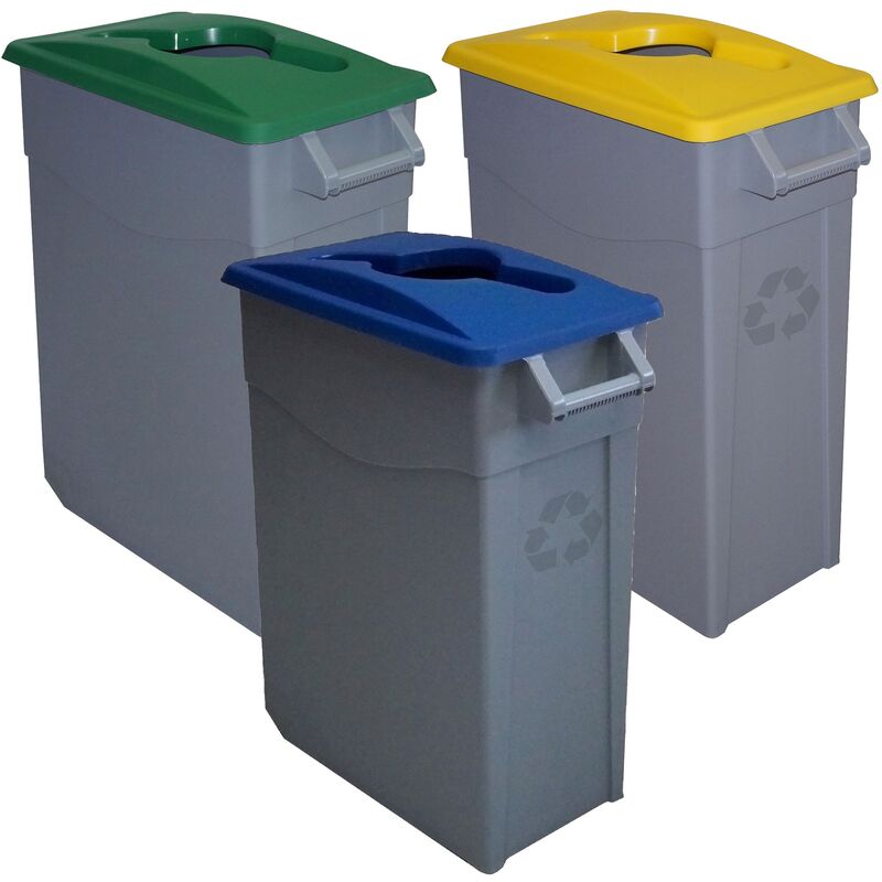 

Denox - Pack reciclaje Contenedor Zeus: 3 contenedores abierto de 65 litros, colores. Capacidad total: 195 litros.