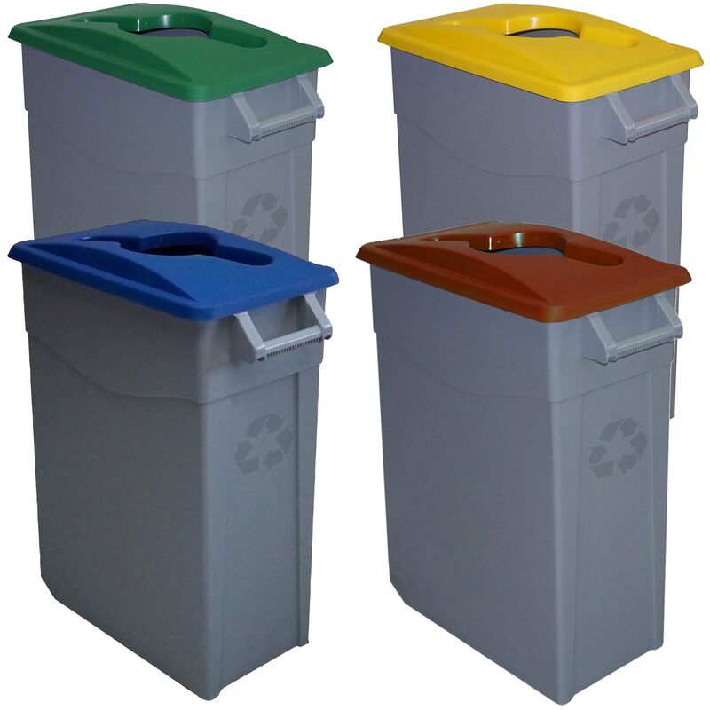 

Denox - Pack reciclaje Contenedor Zeus: 4 contenedores abierto de 65 litros, colores. Capacidad total: 260 litros.