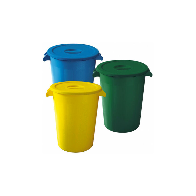 

Denox - Pack reciclaje Cubo Industrial 100 litros. Colores c/u: 300 litros totales, en 3 Cubo de Basura en colores azul/verde/amarillo