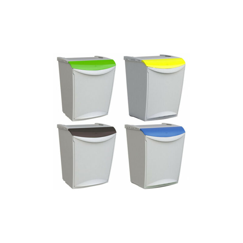 

Denox - Pack reciclaje Ecosystem Sistema modular de reciclaje: 100 litros totales en 4 Cubo de Basura colores Verde/Azul/Amarillo/Gris