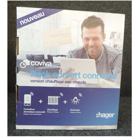 Pack régulation connecté sans fil avec controleur domotique + 3 vannes thermo pour chauffage eau-chaude Coviva Hager