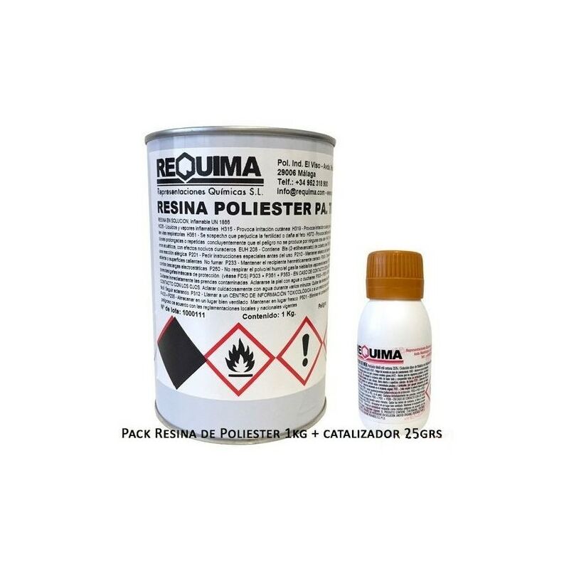 

Pack Resina de Poliester 1kg + catalizador 25grs para reparaciones