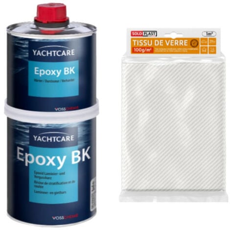 Pack résine Yachtcare BK 1 Kg - Tissu de verre Soloplast Roving 100g m2