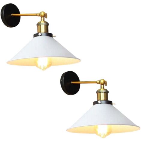 PACK Retro Wandleuchte Innenleuchten Industrie Eisen Leuchte Schlafzimmer Flur Restaurant Weiß
