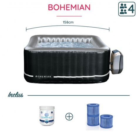 Pack rêve - Spa gonflable Bohemian Netspa 4 places + oxygène actif + 3 filtres antibactériens