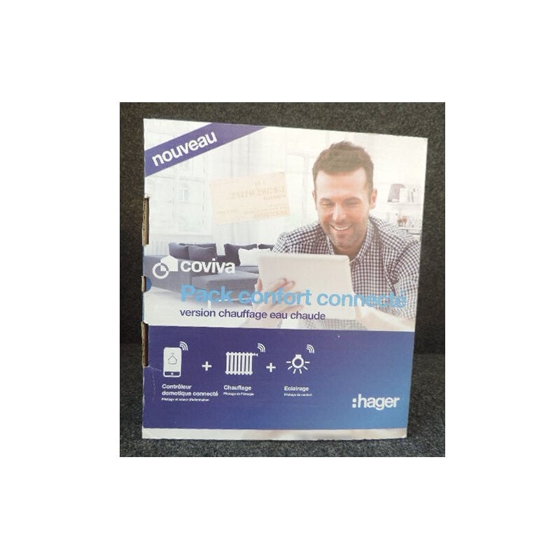 Pack régulation connecté sans fil avec controleur domotique + 3 vannes thermo pour chauffage eau-chaude Coviva Hager