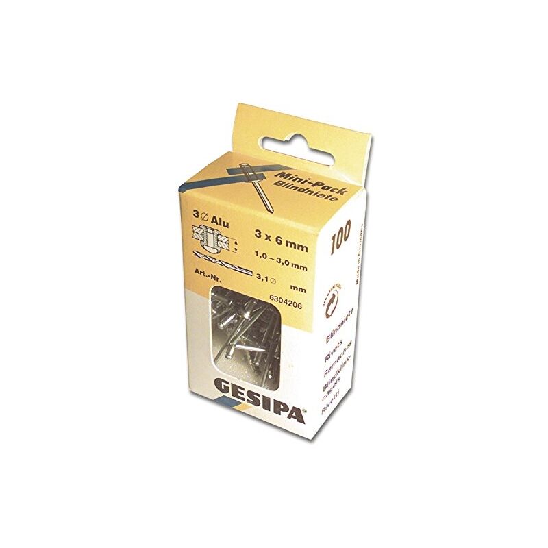 Gesipa - main pince à riveter aluminium mini p 5 x 12 mm, lot de 50