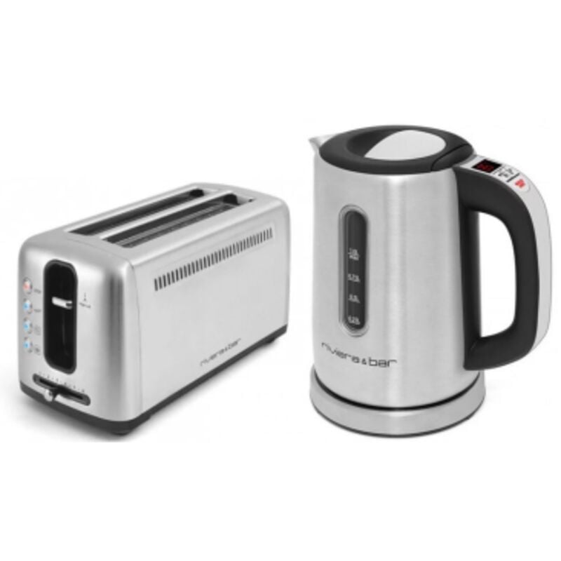 Pack riviera and bar Bouilloire 1L 2000W Température Réglable + Grille-Pain Toaster 2 Fentes Inox Décongélation