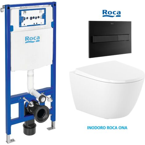 Pack ROCA Duplo One – Bâti-support avec réservoir encastré, plaque PL7 noir mat et WC suspendu Rim-Ex ROCA Ona