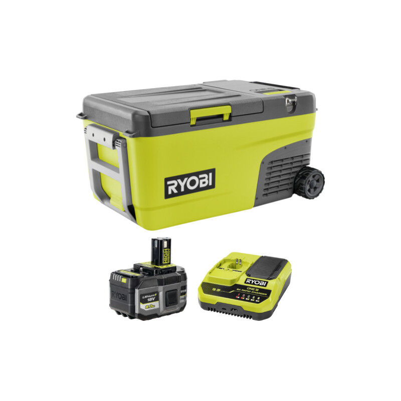 Ryobi - Pack 18V Glacière hybride sur roues 23 l - 1 Batterie 8,0Ah - 1 Chargeur rapide 8,0Ah