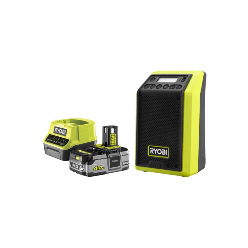Ryobi - Pack 18V Radio bluetooth am/fm - 1 Batterie 4,0Ah - 1 Chargeur rapide 2,0Ah