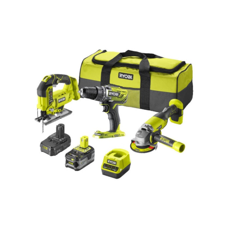 Pack RYOBI 3 outils 18V One+ - 2 batteries 4,0Ah - 2.0Ah - 1 chargeur - RCK183A-242S