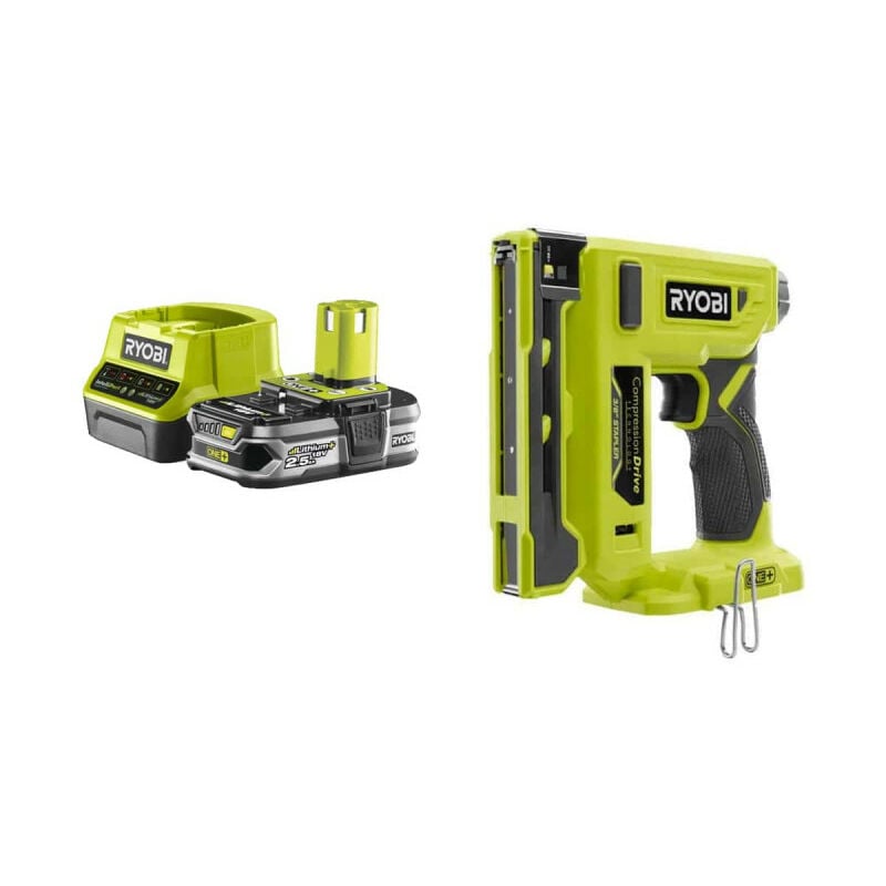 Pack Ryobi Agrafeuse 18V R18ST50-0 - 1 Batterie 2.5Ah - 1 Chargeur rapide RC18120-125