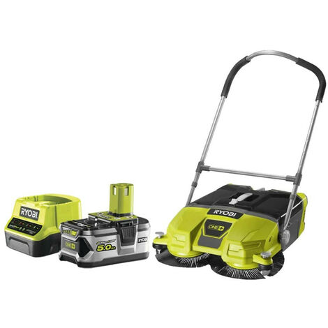 Pack RYOBI Balayeuse motorisée 18V One+ R18SW3-0G - 1 batterie 5.0Ah - 1 chargeur rapide 2.0Ah RC18120-150