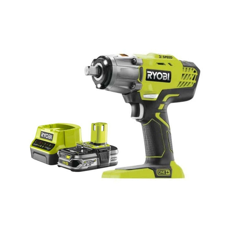 Pack Ryobi Boulonneuse à chocs 18V One+ R18IW3-0 - 1 Batterie 2.5Ah - 1 Chargeur rapide RC18120-125