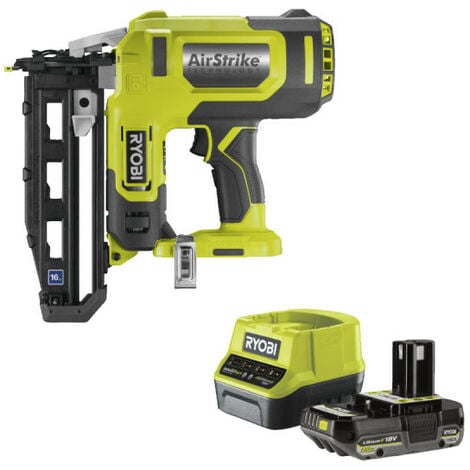 Pack RYOBI Cloueur de finition à air comprimé R16GN18-0 - 18 V One+ - 1 batterie 2.0Ah - 1 chargeur rapide RC18120-120