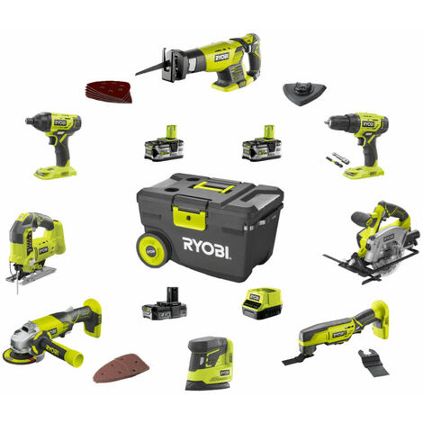 Pack RYOBI Combo 8 outils - 2 batteries 5.0Ah et 1 batterie 2.0Ah - 1 chargeur - R18CK8-3552T