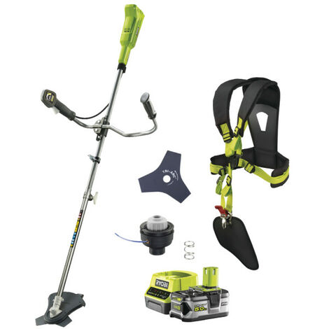 Pack RYOBI débroussailleuse 18V One+ OBC1820B - 1 batterie 5.0Ah - 1 chargeur 2.0Ah RC18120-150