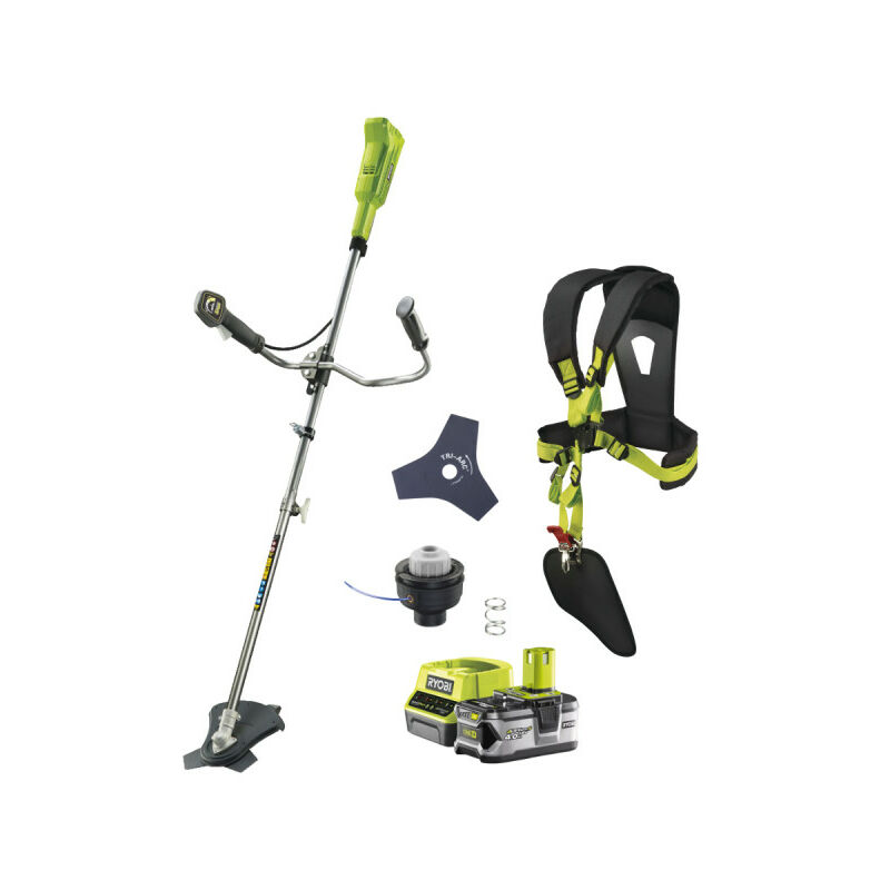Pack RYOBI débroussailleuse 18V One+ OBC1820B 1 batterie 4.0Ah 1 chargeur 2.0Ah RC18120 140