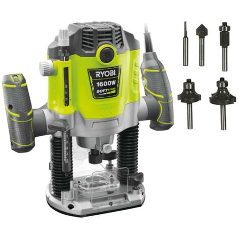Pack RYOBI Défonceuse électrique RRT1600-K - 1600W - 254mm - Coffret 5 fraises panachées - RAKRBS5