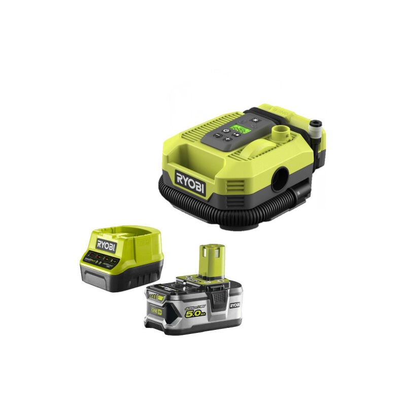 Ryobi - Pack gonfleur compresseur 18V R18MI-0 - 1 batterie 5.0Ah - 1 chargeur rapide RC18120-150