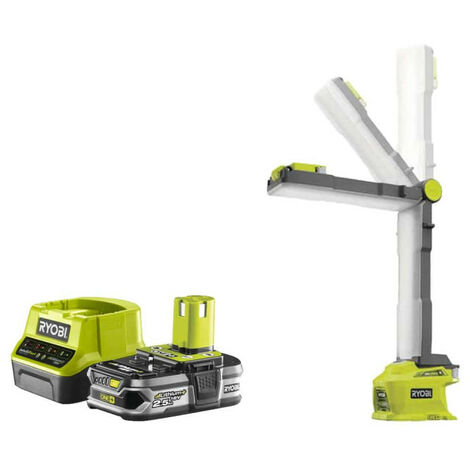 Pack RYOBI Lampe LED modulable 850 lumens 18V One+ R18ALF-0 - 1 Batterie 2.5Ah - 1 Chargeur rapide RC18120-125